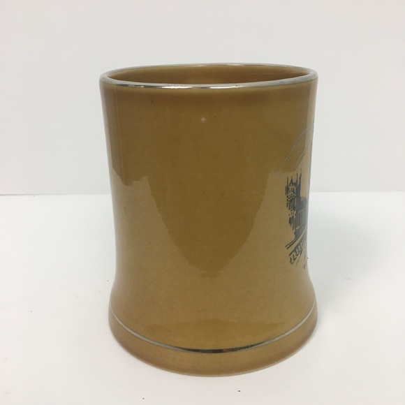 Wade Ireland Big Ben Tankard Mug Gloss Tan Silver Rimmed Leaf Handle London 1980 - Picture 7 of 12